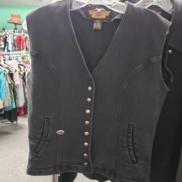 Harley Davidson black Jean vest size medium - Picture 4 of 7